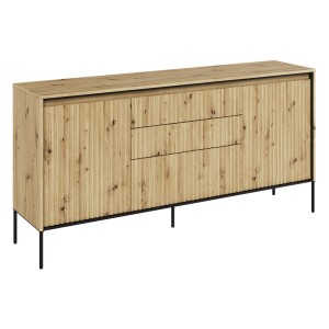 Komoda ryflowana TREND 01 dąb artisan/czarne nogi