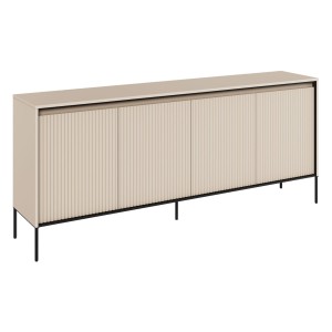 Komoda ryflowana TREND 04 beż piaskowy/czarne nogi
