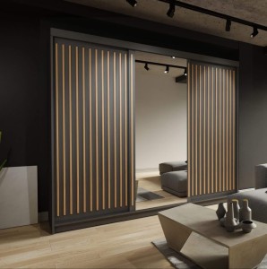 Szafa przesuwna ROYAL 250 | Czarny + lamele votan