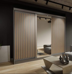 Szafa przesuwna ROYAL 250 | Szary + lamele votan