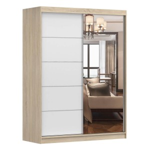 Szafa VISTA 05 | 150 |   Dąb sonoma, Biały z lustrem