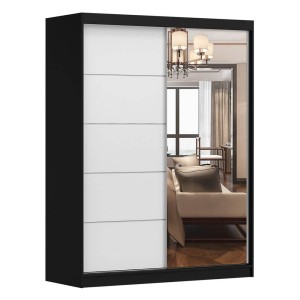 Szafa VISTA 05 | 150| Czarny, Biały z lustrem