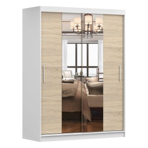 Szafa VISTA 01 | 150|  Biały, Dąb sonoma z lustrem