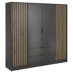 Szafa czterodrzwiowa NELLY 4D | Grafitowy | Lamele artisan