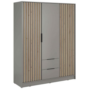 Szafa trzydrzwiowa NELLY 3D | Szary | Lamele artisan