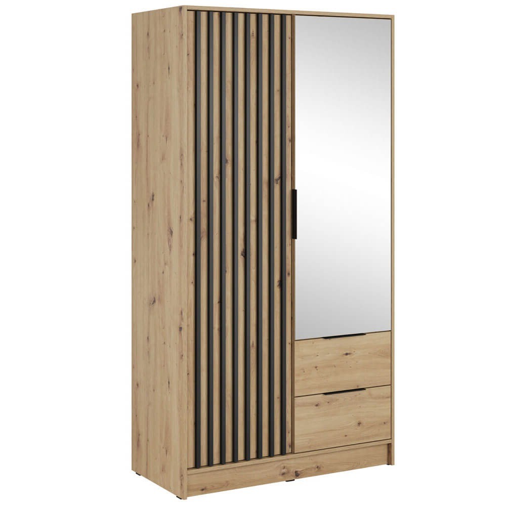 NELLY szafa 2D dąb artisan czarne lamele i lustro min.jpg