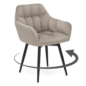 Krzesło obrotowe FREJA welur ciemny beż #7 noga czarna | OUTLET
