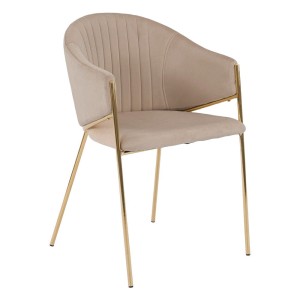 Krzesło Glamour DC-890-1 ciemny beż #7 welur złote nogi | OUTLET