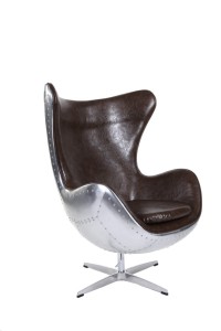 Fotel Jajo aluminium brąz PU