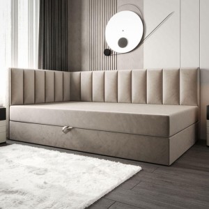 Łóżko kontynentalne z pojemnikiem ROX narożne | 100x200 | Kolor do wyboru