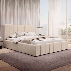 Łóżko tapicerowane SF1069 | 140x200 | Boucle | Beż
