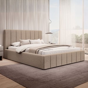 Łóżko tapicerowane SF1069 | 140x200 | Boucle | Ciemny Beż