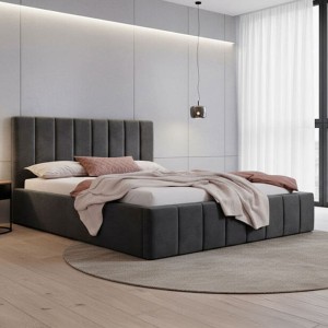 Łóżko tapicerowane SF1069 | 140x200 | Welur | Czarny