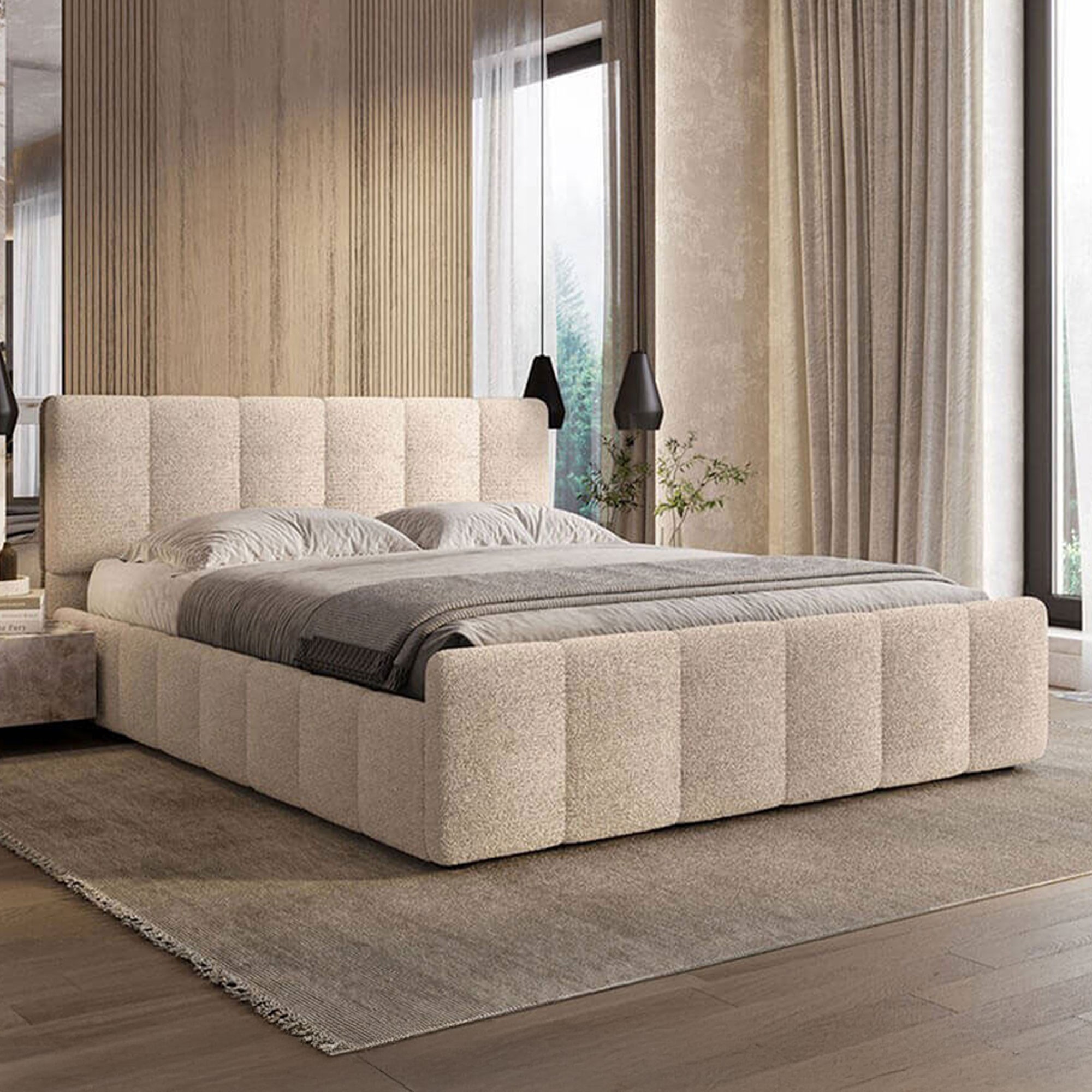 Łóżko tapicerowane SF1077 | 160x200 | Boucle | Cappuccino #4