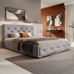 Łóżko tapicerowane z pojemnikiem SFG0140 | 160x200 | Welur jasny szary #53