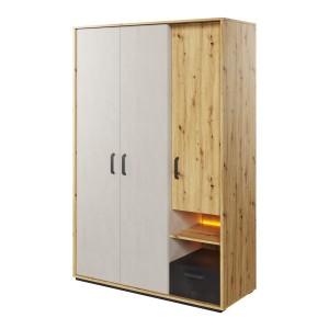 Szafa QUBIC QB-02 dąb artisan/silk flu/raw steel | OUTLET