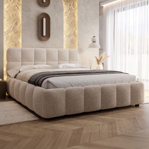 Łóżko tapicerowane z pojemnikiem 4583G | 160x200 | Boucle | Biały #6 | OUTLET