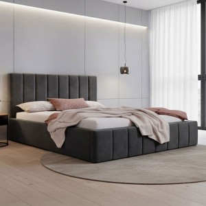 Łóżko tapicerowane SF1069 | 180x200 | Welur | Czarny