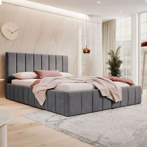 Łóżko tapicerowane z pojemnikiem SFG0144 | 180x200 | Welur | Ciemny szary #54