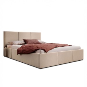 Łóżko tapicerowane z pojemnikiem SFG0159 | 140x200 | Welur | Beż #6