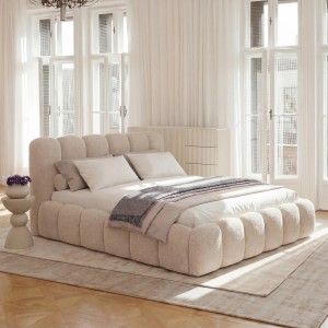 Łóżko tapicerowane z pojemnikiem SFG0200P | 140x200 | Boucle | Ecru #33