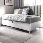 Łóżko kontynentalne z pojemnikiem i topperem MAJA 2 | Młodzieżowe | 80x200 | Kolor do wyboru