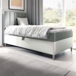 Łóżko kontynentalne z pojemnikiem i topperem MAJA 1 | Młodzieżowe | 100x200 | Kolor do wyboru