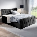 Łóżko kontynentalne z pojemnikiem ALDO LUX, materac, topper | 140x200 | Kolor do wyboru