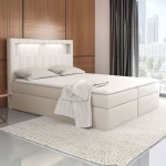 Łóżko kontynentalne z pojemnikiem ASPEN, materac, topper | 140x200 | Kolor do wyboru