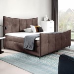 Łóżko kontynentalne z pojemnikiem BERGAMO LUX, materac, topper | 140x200 | Kolor do wyboru