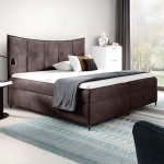 Łóżko kontynentalne z pojemnikiem BERGAMO, materac, topper | 140x200 | Kolor do wyboru