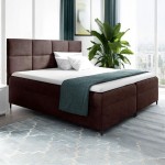 Łóżko kontynentalne z pojemnikiem LEILA, materac, topper | 140x200 | Kolor do wyboru