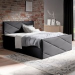 Łóżko kontynentalne z pojemnikiem SERGIO LUX, materac, topper | 140x200 | Kolor do wyboru