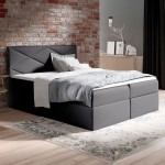 Łóżko kontynentalne z pojemnikiem SERGIO, materac, topper | 140x200 | Kolor do wyboru