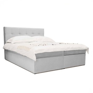 Łóżko kontynentalne z pojemnikiem CORA | 140x200 | Jasny szary | Topper