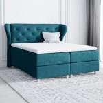 Łóżko kontynentalne z pojemnikiem BAKARAT, materac, topper | 160x200 | Kolor do wyboru