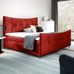 Łóżko kontynentalne z pojemnikiem BERGAMO LUX, materac, topper | 160x200 | Kolor do wyboru