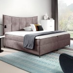 Łóżko kontynentalne z pojemnikiem BERGAMO, materac, topper | 160x200 | Kolor do wyboru