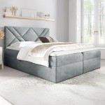 Łóżko kontynentalne z pojemnikiem BOX 6, materac, topper | 160x200 | Kolor do wyboru