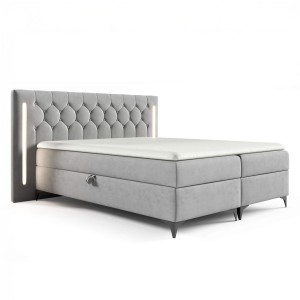 Łóżko kontynentalne z pojemnikiem i topperem CALIFORNIA | 160x200 | Oświetlenie LED | Kolor do wyboru