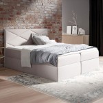 Łóżko kontynentalne z pojemnikiem SERGIO, materac, topper | 160x200 | Kolor do wyboru