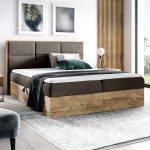 Łóżko kontynentalne z pojemnikiem WOOD2, materac | 160x200 | Kolor do wyboru