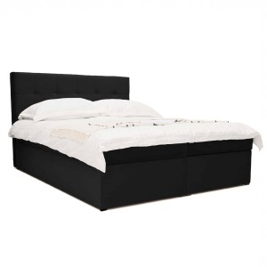 Łóżko kontynentalne z pojemnikiem CORA | 160x200 | Czarny | Topper