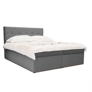 Łóżko kontynentalne z pojemnikiem CORA | 160x200 | Szary | Topper