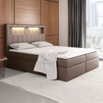 Łóżko kontynentalne z pojemnikiem ASPEN, materac, topper | 180x200 | Kolor do wyboru