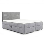 Łóżko kontynentalne z pojemnikiem i topperem LARA | 180x200 | Oświetlenie LED | Kolor do wyboru