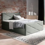 Łóżko kontynentalne z pojemnikiem SERGIO LUX, materac, topper | 180x200 | Kolor do wyboru