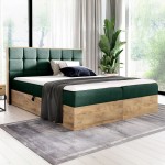 Łóżko kontynentalne z pojemnikiem WOOD1, materac | 180x200 | Kolor do wyboru