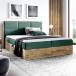 Łóżko kontynentalne z pojemnikiem WOOD2, materac | 180x200 | Kolor do wyboru