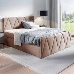 Łóżko kontynentalne z pojemnikiem ALDO LUX, materac, topper | 200x200 | Kolor do wyboru